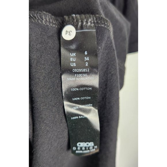 ASOS Women's Sz. 2 Mini Black Ruffle Short Sleeve Over Sized Dress NWT - Picture 5 of 6